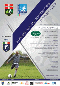 Locandina 2 Open d'Italia Footgolf Piemonte a Carmagnola sabato 16 maggio 2015 Marco Ferrante