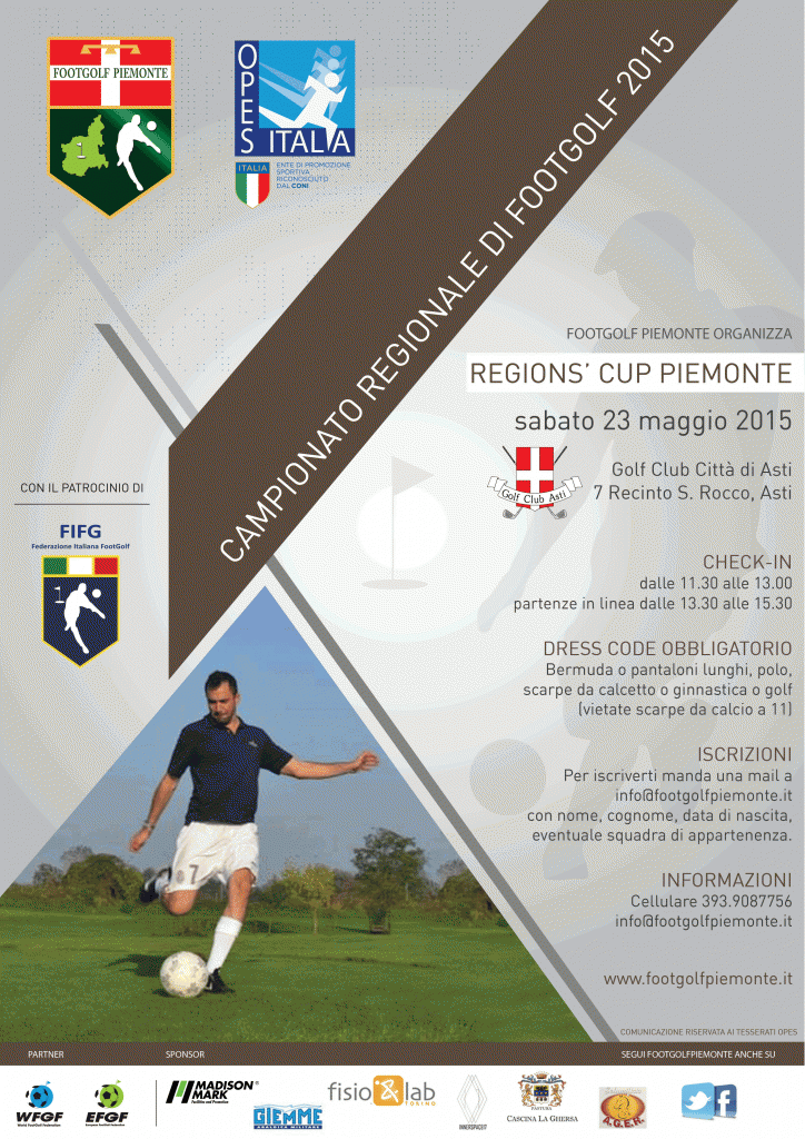 Locandina 7° tappa Regions' Cup Footgolf Piemonte Asti sabato 23 maggio 2015