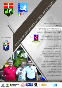 Locandina 1 Regions' Cup Footgolf Piemonte al Golf Des Iles Borromées di Brovello Carpugnino (Vb) sabato 12 settembre 2015