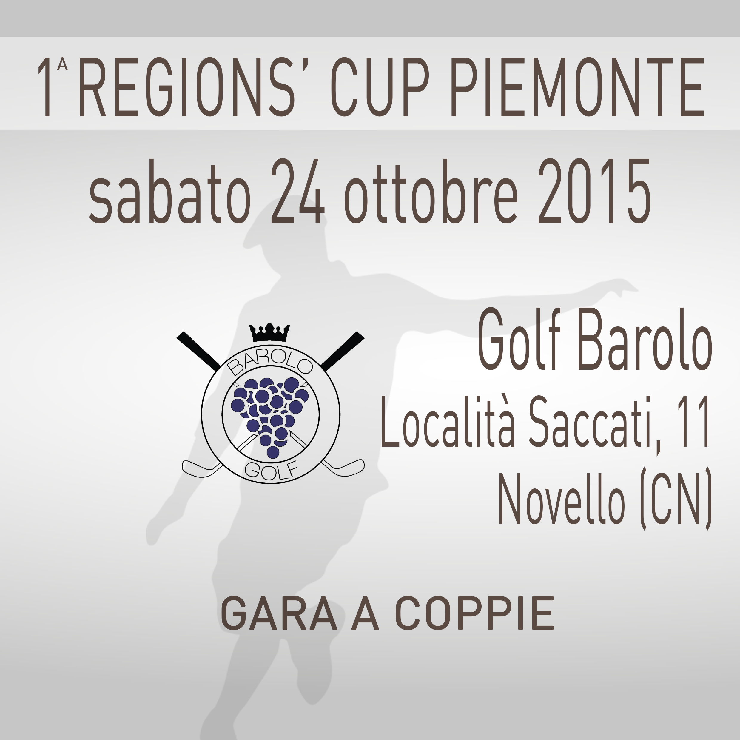 Locandina 1 tappa Regions' Cup Footgolf Piemonte 2015:2016 Coppie Novello CN sabato 24 ottobre 2015 Negozio