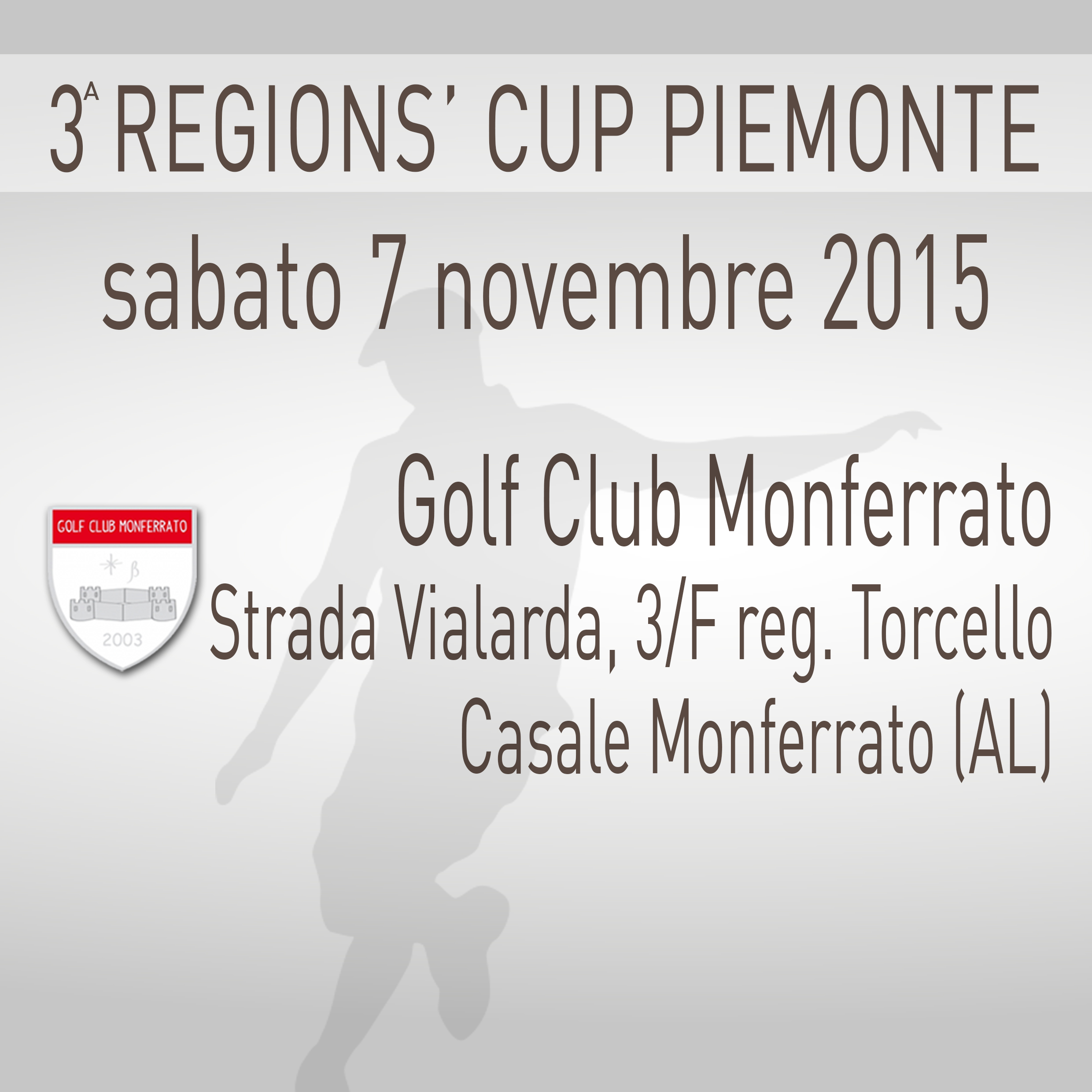 Locandina 3 tappa Regions' Cup Footgolf Piemonte 2015:2016 Casale Monferrato AL sabato 7 novembre 2015 Negozio