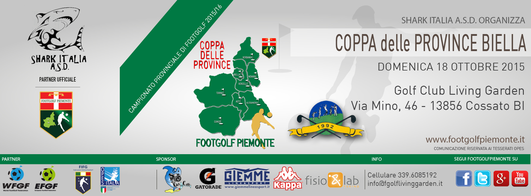 Locandina Coppa delle Province Biella Footgolf Piemonte 2016 Cossato BI domenica 18 ottobre 2015