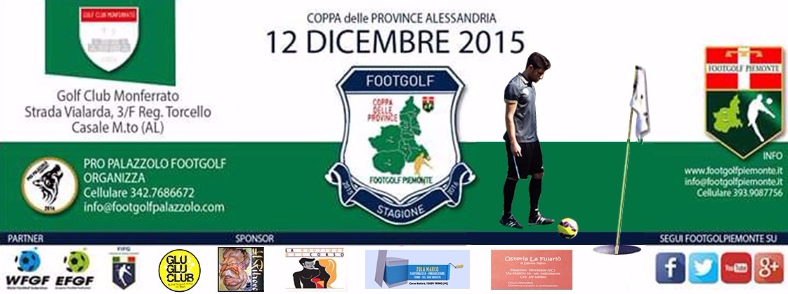 Banner Coppa delle Province Alessandria Footgolf Piemonte 2016 Monferrato sabato 12 dicembre 2015 new