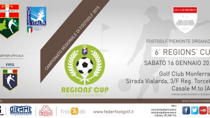 Locandina 6 tappa Regions' Cup Footgolf Piemonte 2015/2016 a Monferrato AL sabato 16 gennaio 2016 Facebook