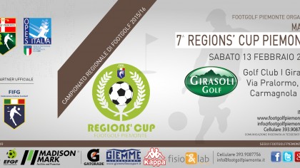 Locandina 7 tappa Regions' Cup Footgolf Piemonte 2016 a Carmagnola TO sabato 13 febbraio 2016 Facebook