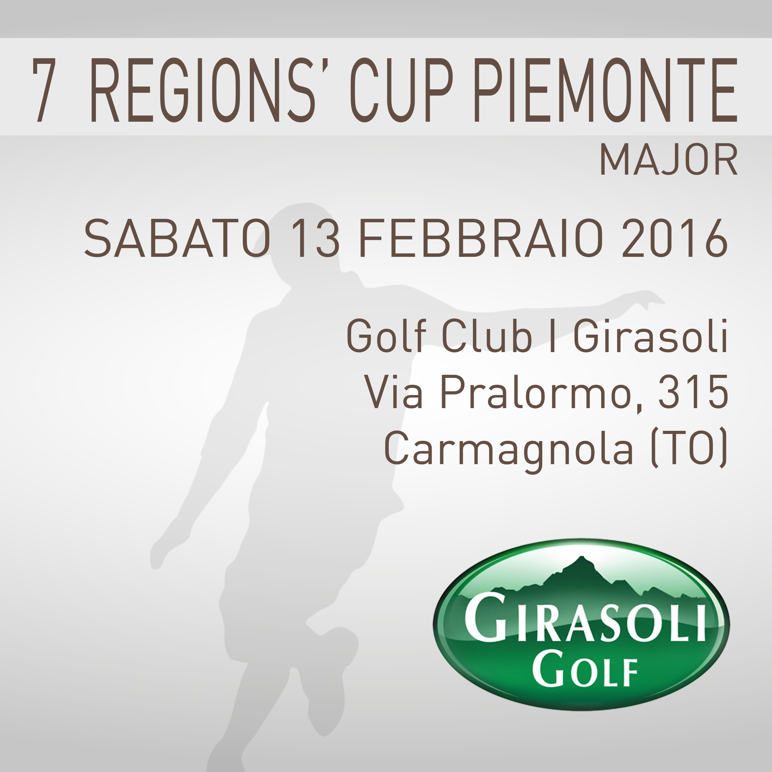 Locandina 7 tappa Regions' Cup Footgolf Piemonte 2016 a Carmagnola TO sabato 13 febbraio 2016 Negozio