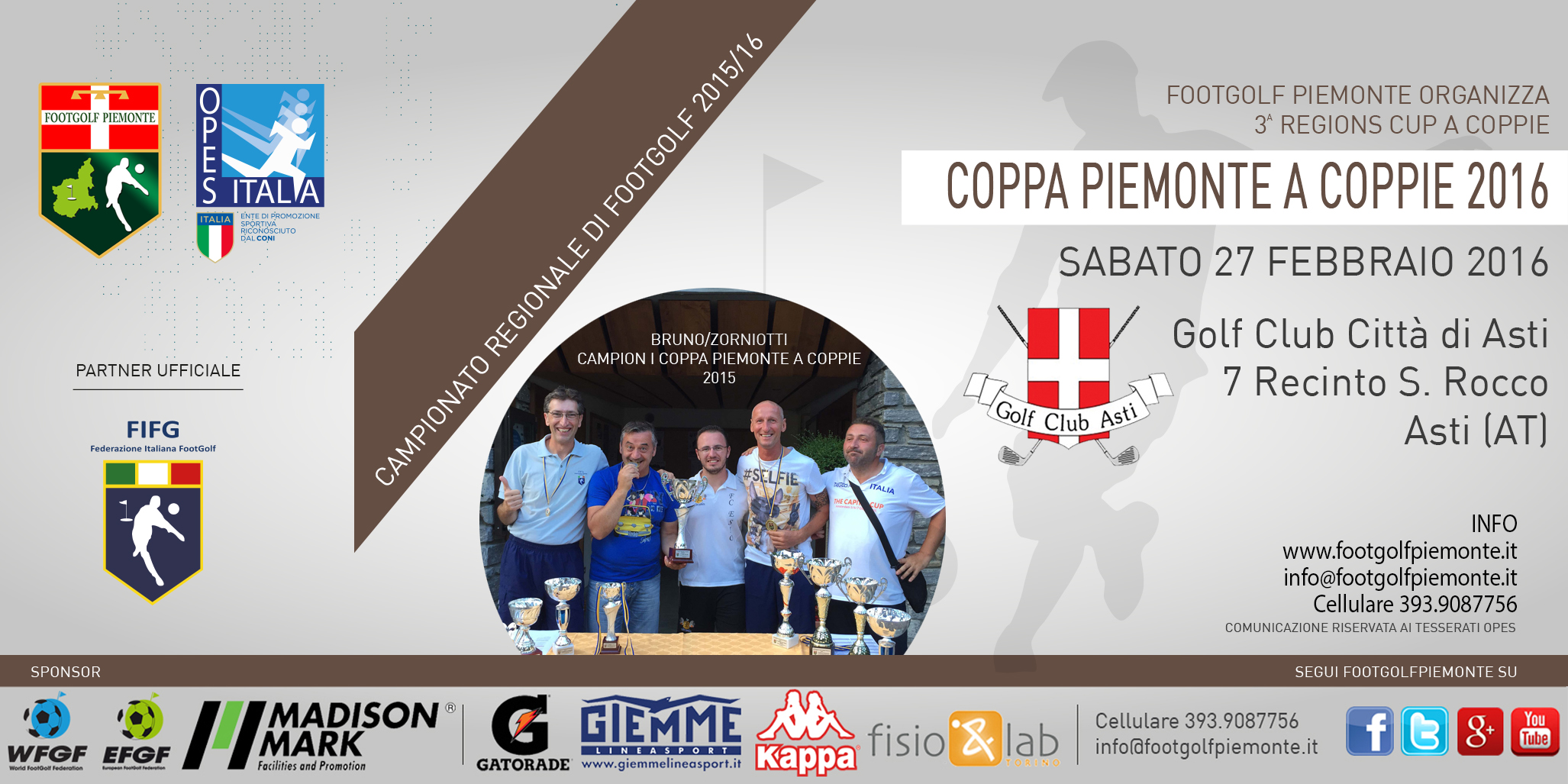 Locandina 3 tappa Regions' Cup Footgolf Piemonte 2015-2016 Coppie Asti AT sabato 27 febbraio 2016 Facebook