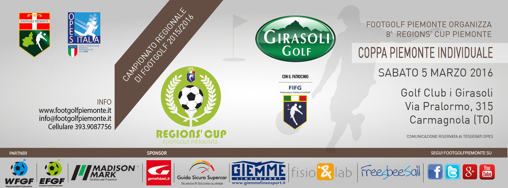 Locandina 8 tappa Regions' Cup Footgolf Piemonte Carmagnola TO sabato 5 marzo 2016