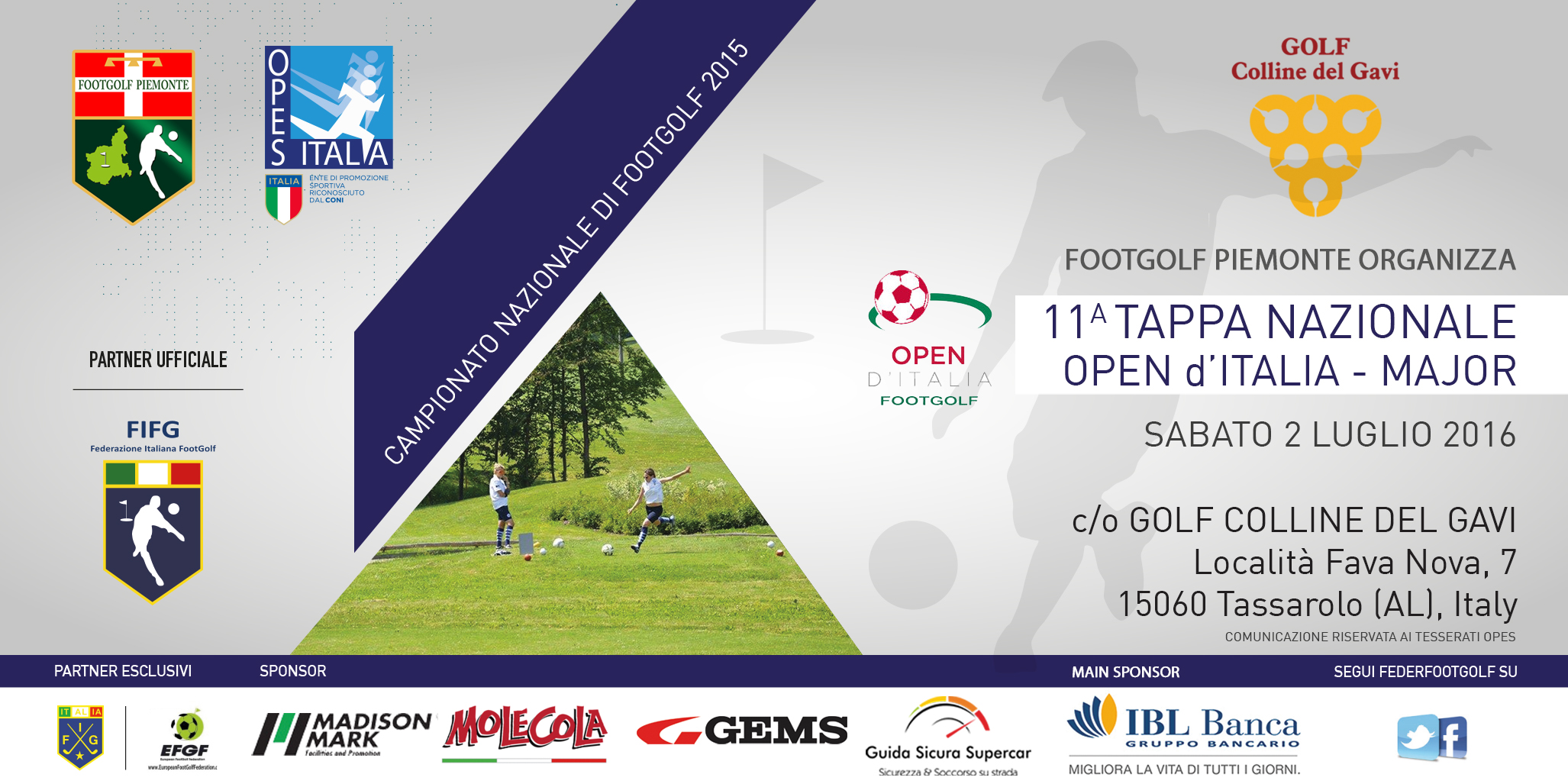 Locandina 3 Open d'Italia Footgolf Piemonte Gavi AL sabato 2 luglio 2016