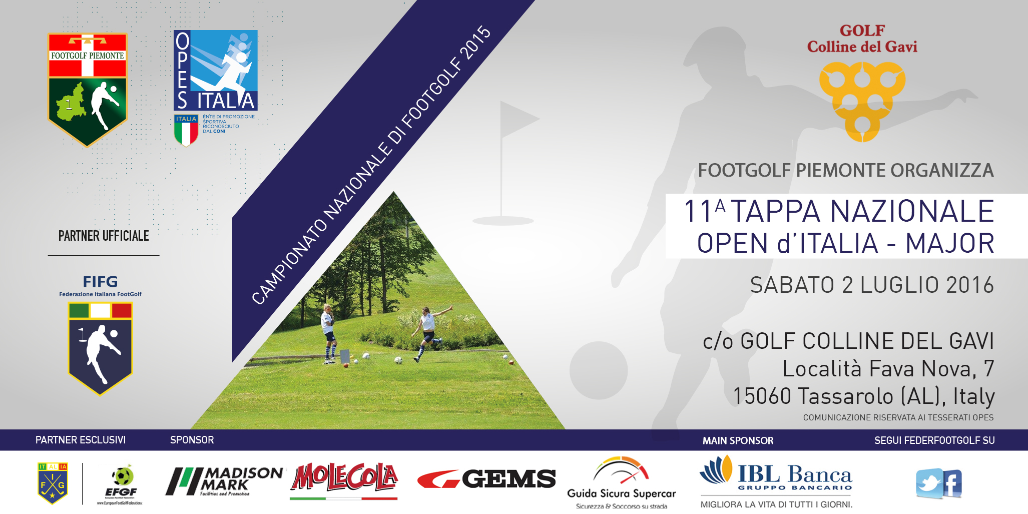 Locandina 3 Open d'Italia Footgolf Piemonte Gavi AL sabato 2 luglio 2016 Facebook