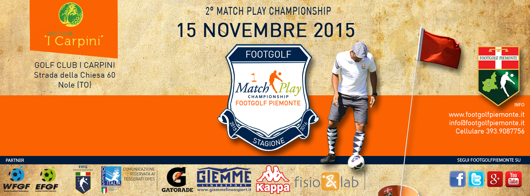 Locandina 2 tappa Match Play Footgolf Piemonte 2016 Nole TO domenica 15 novembre 2015